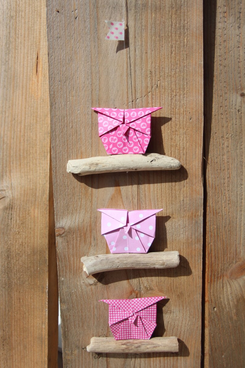 Mobile Origami Owl Decoration birds driftwood Chiyogami Paper Etsy