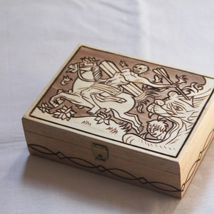Memento mori wooden box carved with  Death