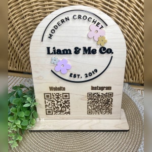 Arched QR code Business & Social Media Sign | Custom Logo Sign | Payment Sign | Market Sign | Vendor Show Sign| Booth Sign |