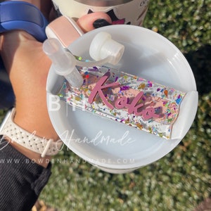 Stanley Lid Tag | Confetti Glitter | Name Plate Tag | Acrylic Personalized Name Tag | Quencher h2.0 | 30oz & 40oz Stanley Tumbler