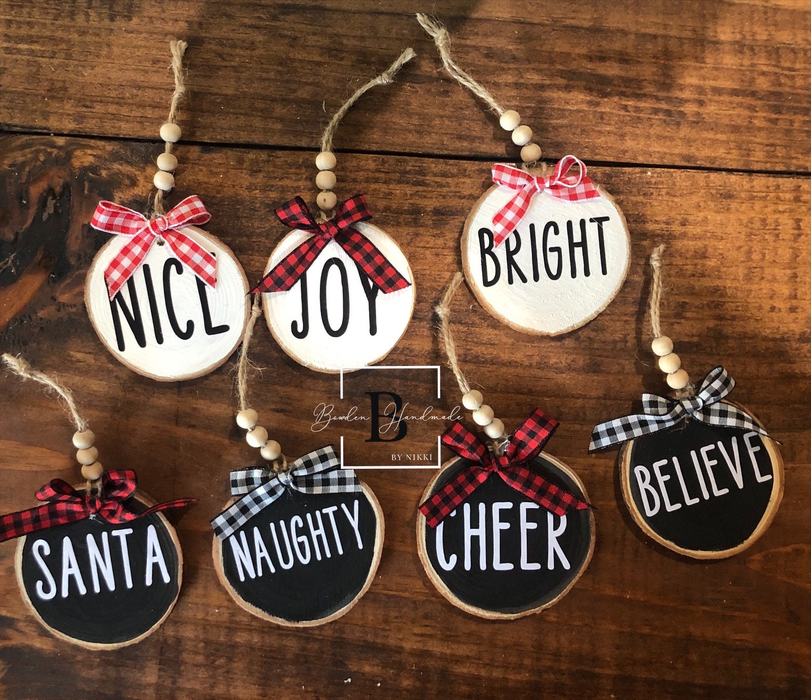 CUSTOM Wood Ornaments SET of 4 Etsy