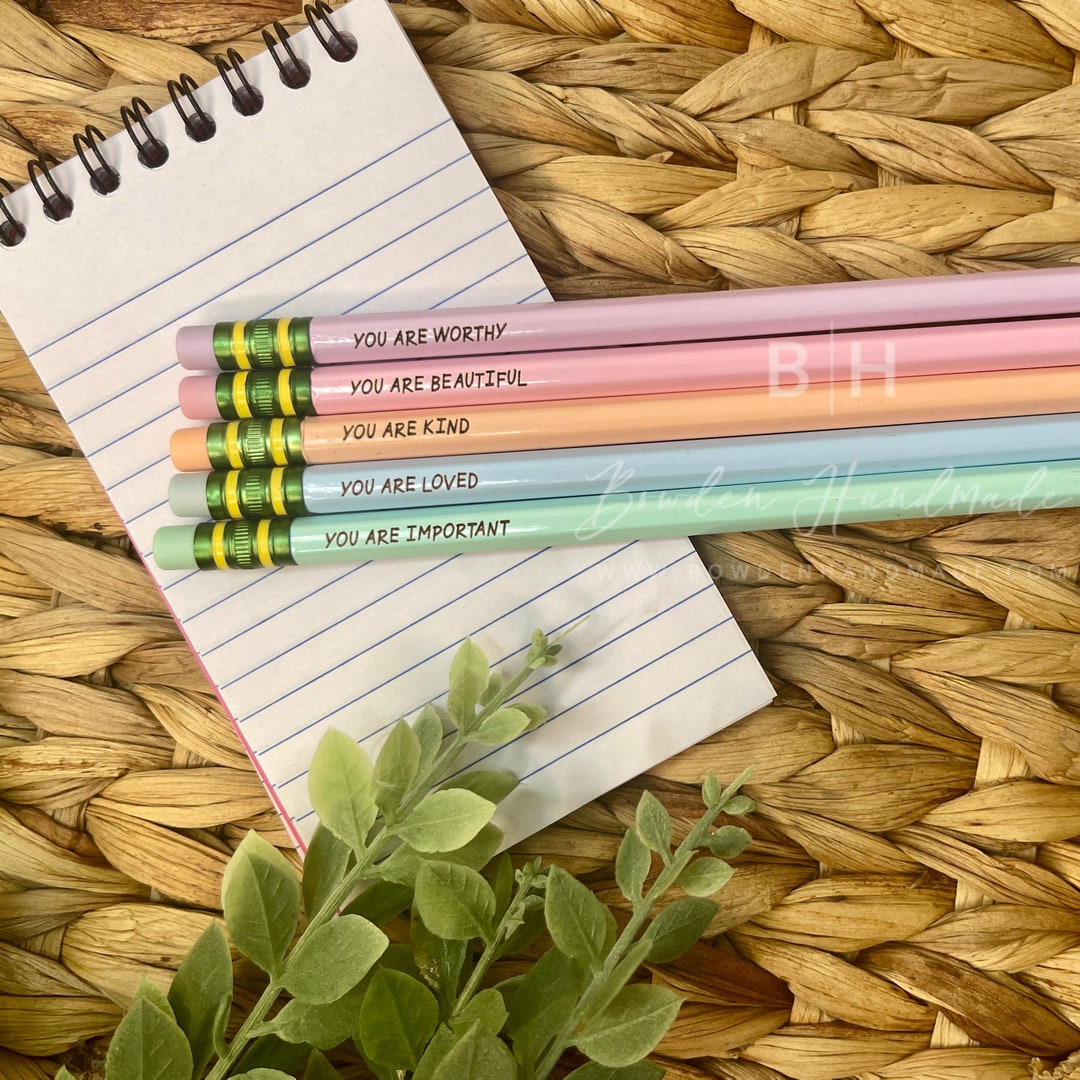 Engraved Ticonderoga Pencils Personalized Names Words of Affirmation Backtoschool Set Teacher