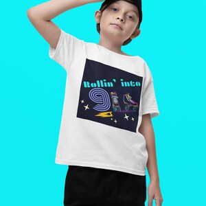 Kids Skate Birthday Party shirt,Rollin into, custom age tee,boy birthday shirt skate,skate birthday girl tee,custom birthday shirt,skate tee