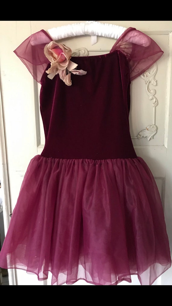 Vintage dancing dress of velvet with a really old… - image 2