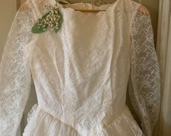 Vintage wedding dress , French one, old lace, old tulle, several layers