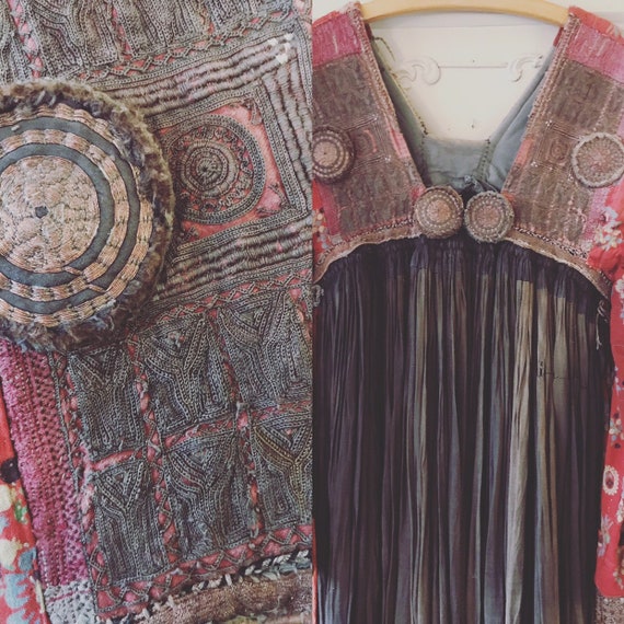 Antic beautiful nomad dress from India with a lot