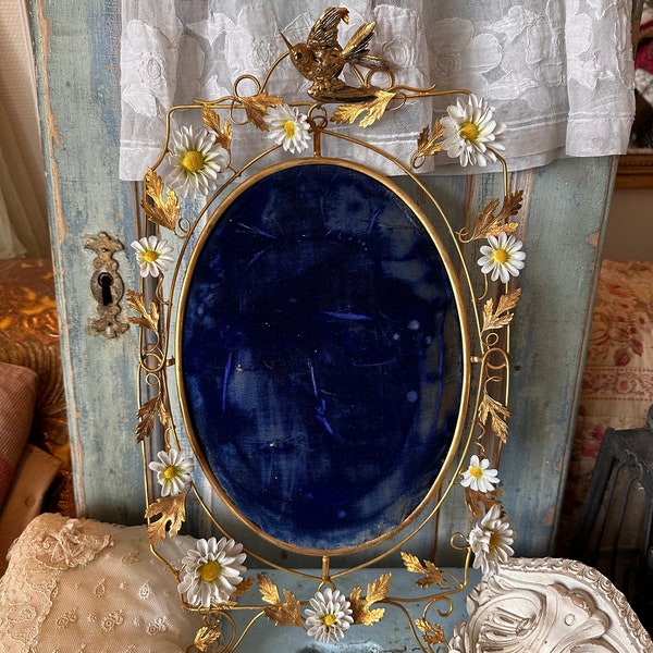 Chaise de mariage française antique en joli bleu