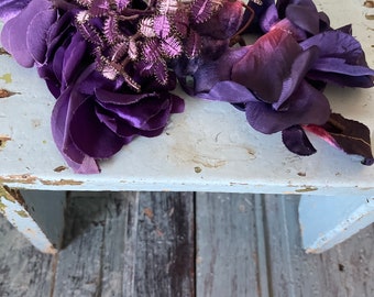 Three antic corsages , deep purple, silk and velvet