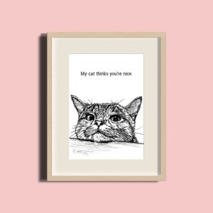 Personalisiertes Katzendesign | Katze Illustration | Druck | Schwarz-Weiß-| Handgezeichnete | Stift und Tinte | Valentinstag | Liebe | Freundschaft | Katze