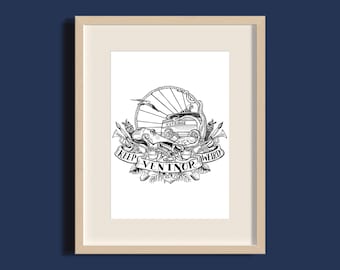 Keep Ventnor Weird Print: Hand-Drawn Pen & Ink Nautical Design