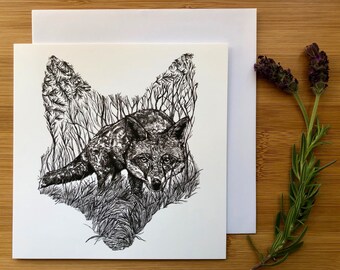 Fox Illustration | Fox Print | Greetings Card | Illustration | Hand drawn | Pen and Ink | Occassion | Stationery