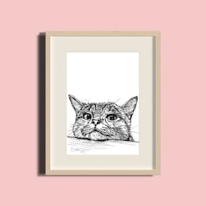 Cat Design | Cat Illustration | Print | Black and White | Hand drawn | Pen and Ink Illustration | Wall Decor