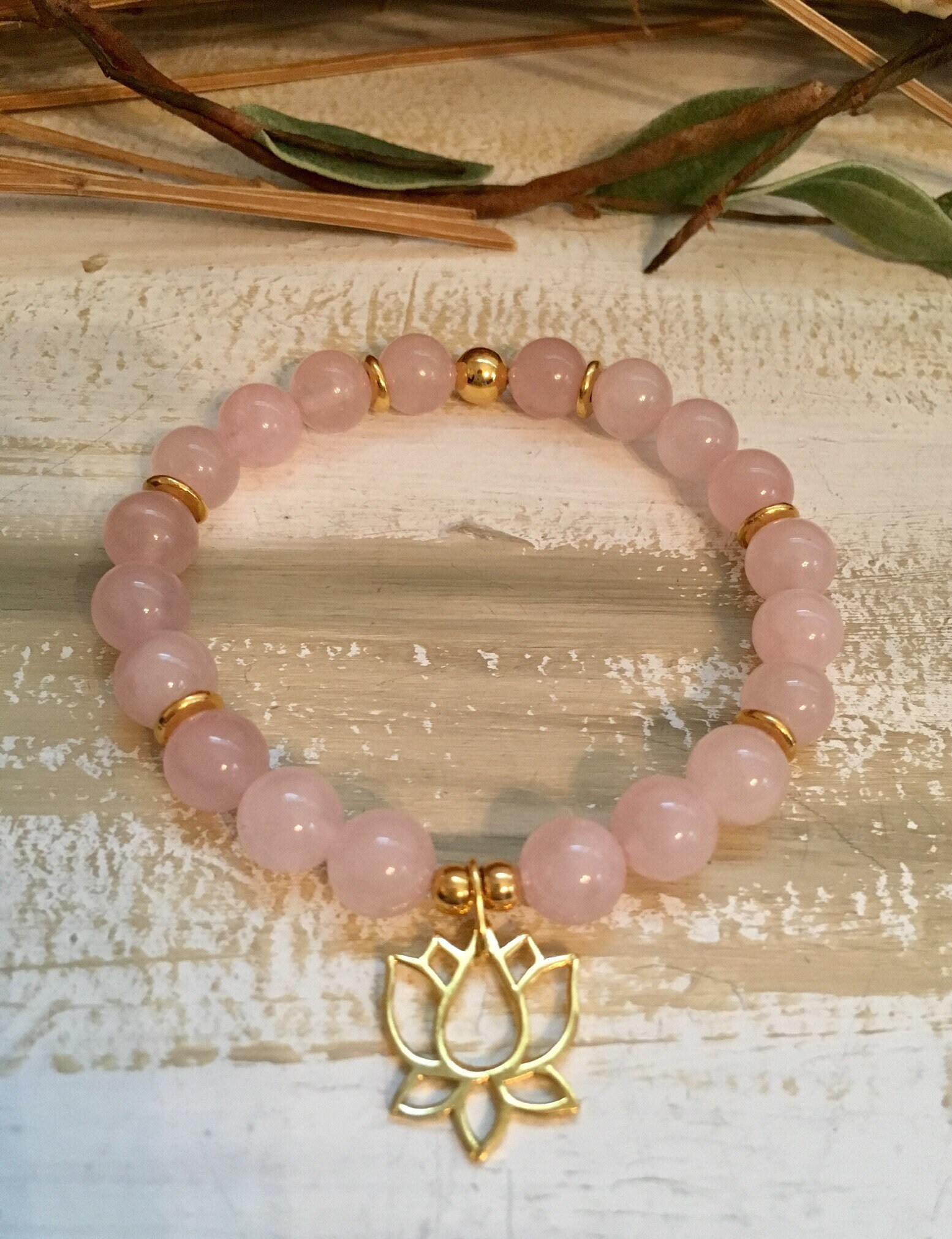 Rose Quartz Crystal Bracelet Healing Gemstone Jewelry Etsy