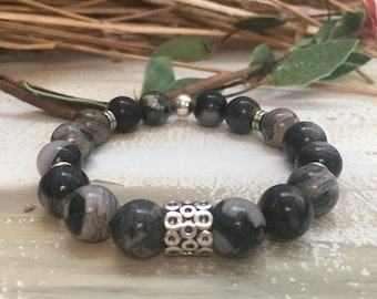 Silver Leaf Jasper Bracelet: Sterling Silver Gemstone Jewelry
