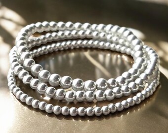 Sterling Silver 3mm Beaded Bracelet: Classic Stacking Jewelry