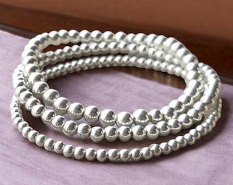 Sterling Silver 5mm Beaded Bracelet: Classic Stacking Style