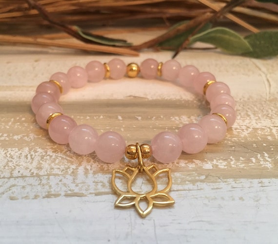 Rose Quartz Crystal Bracelet Healing Gemstone Jewelry | Etsy