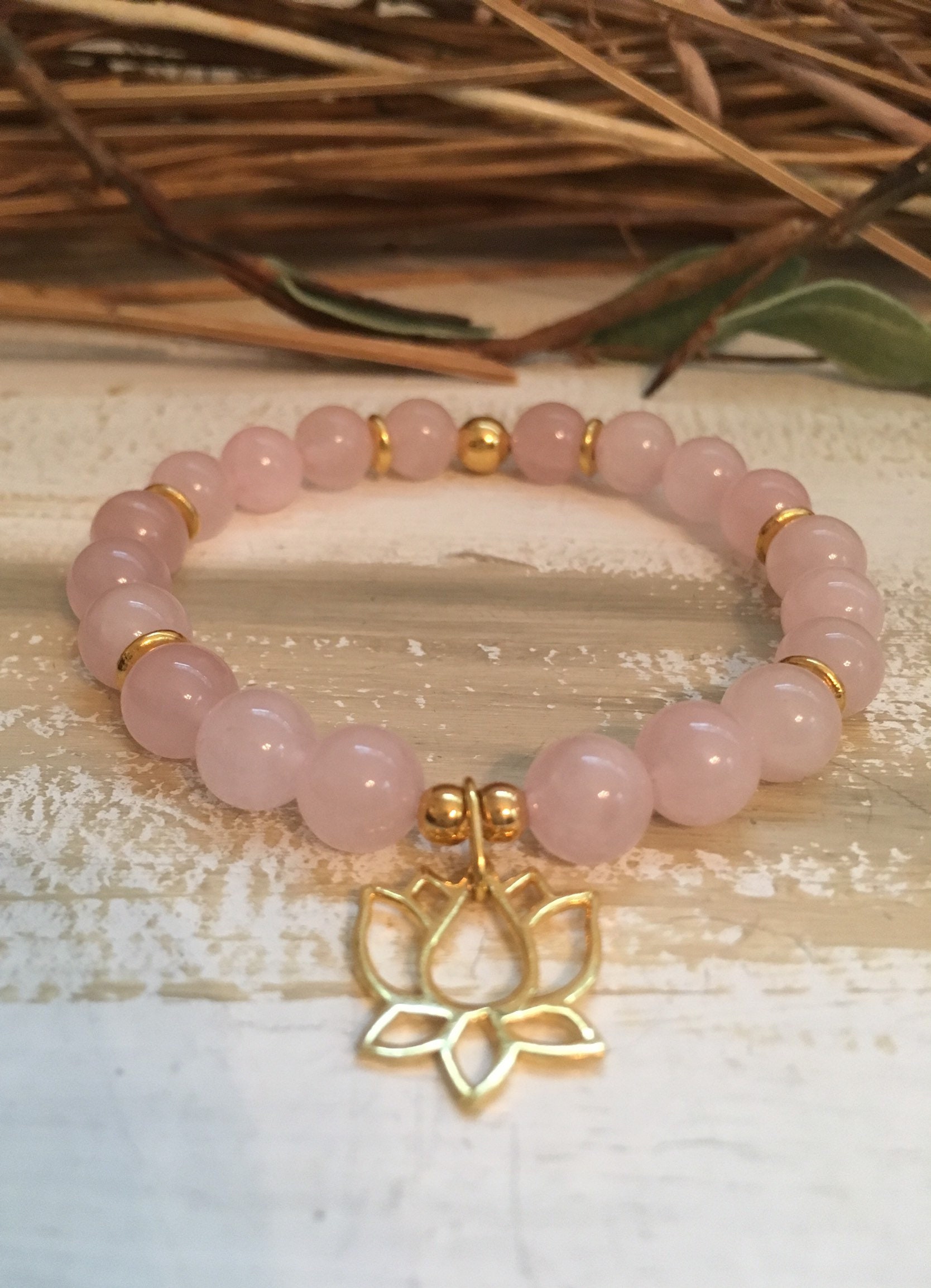 Rose Quartz Crystal Bracelet Healing Gemstone Jewelry | Etsy