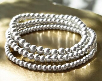 Sterling Silver 4mm Beaded Bracelet: Classic Stacking Jewelry