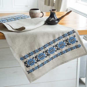 Kitchen decor in Ukrainian style, table runner in Ukrainian style