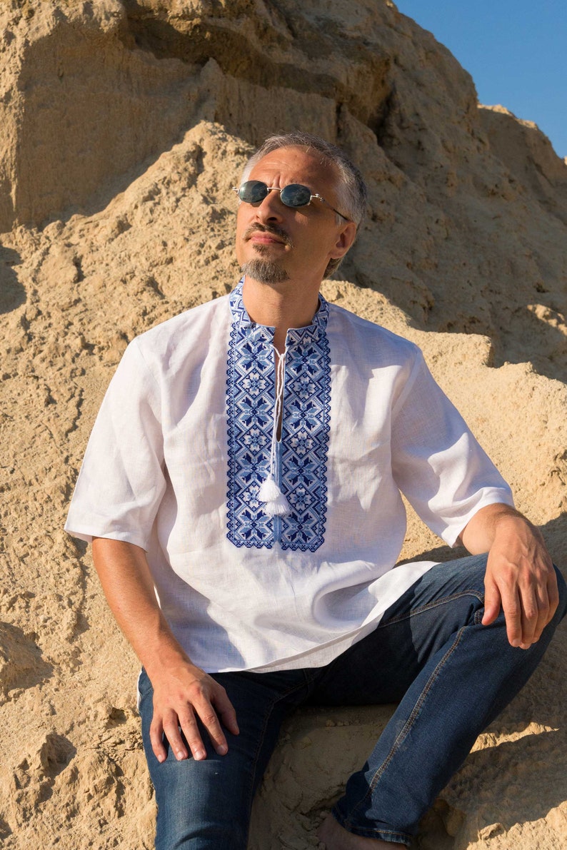 Linen embroidered shirt vyshyvanka for man Ukrainian Etsy