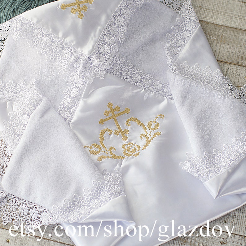 Light Grey Thread Bib in White Embroidered One Size My Christening Day