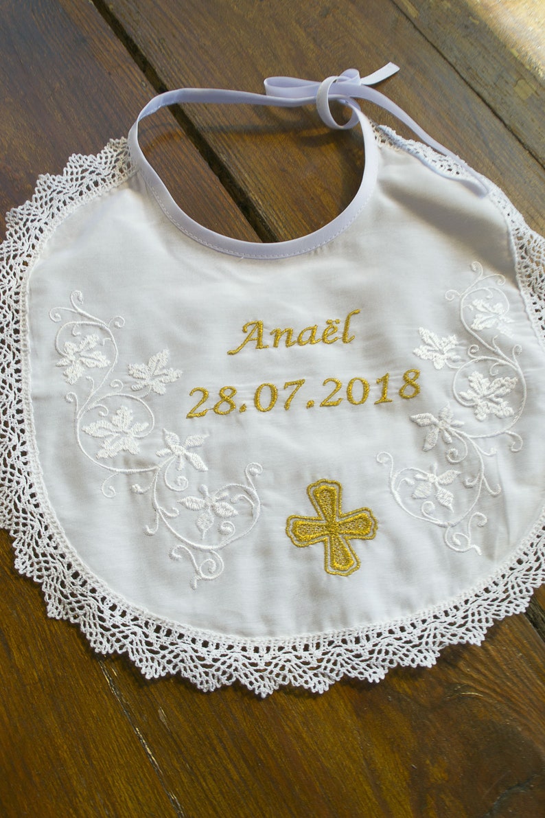 Personalized Baptism Baby Bib / Christening Bib / Embroidered Etsy