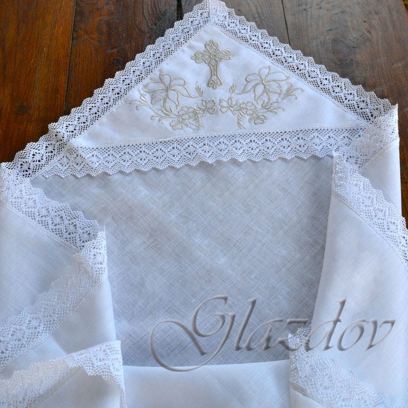 Baptism Blanket Linen 100 Personalized Christening Blanket Etsy
