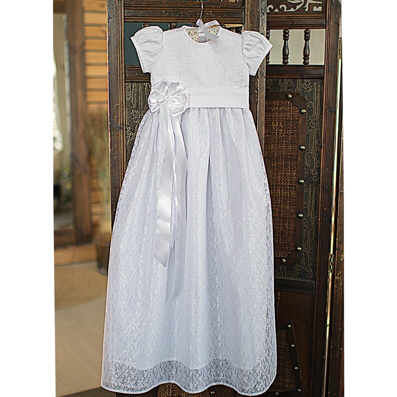Long White Baby Girl Baptism Outfit / Christening gown / | Etsy