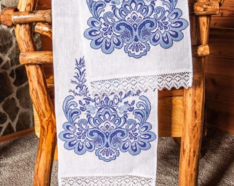 Rushnik ukrainien brodé - Serviette traditionnelle en lin avec arbre de vie