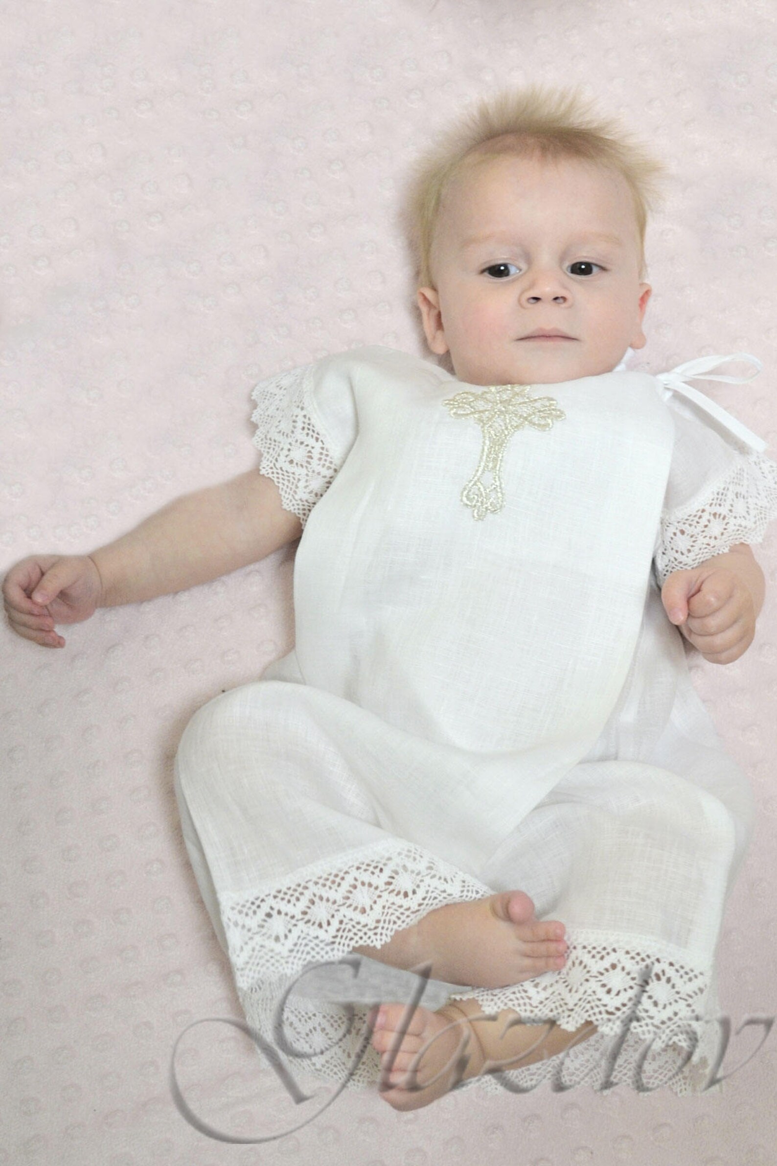 Baptism Christening Baby Linen Shirt / Baptism Dress / Etsy