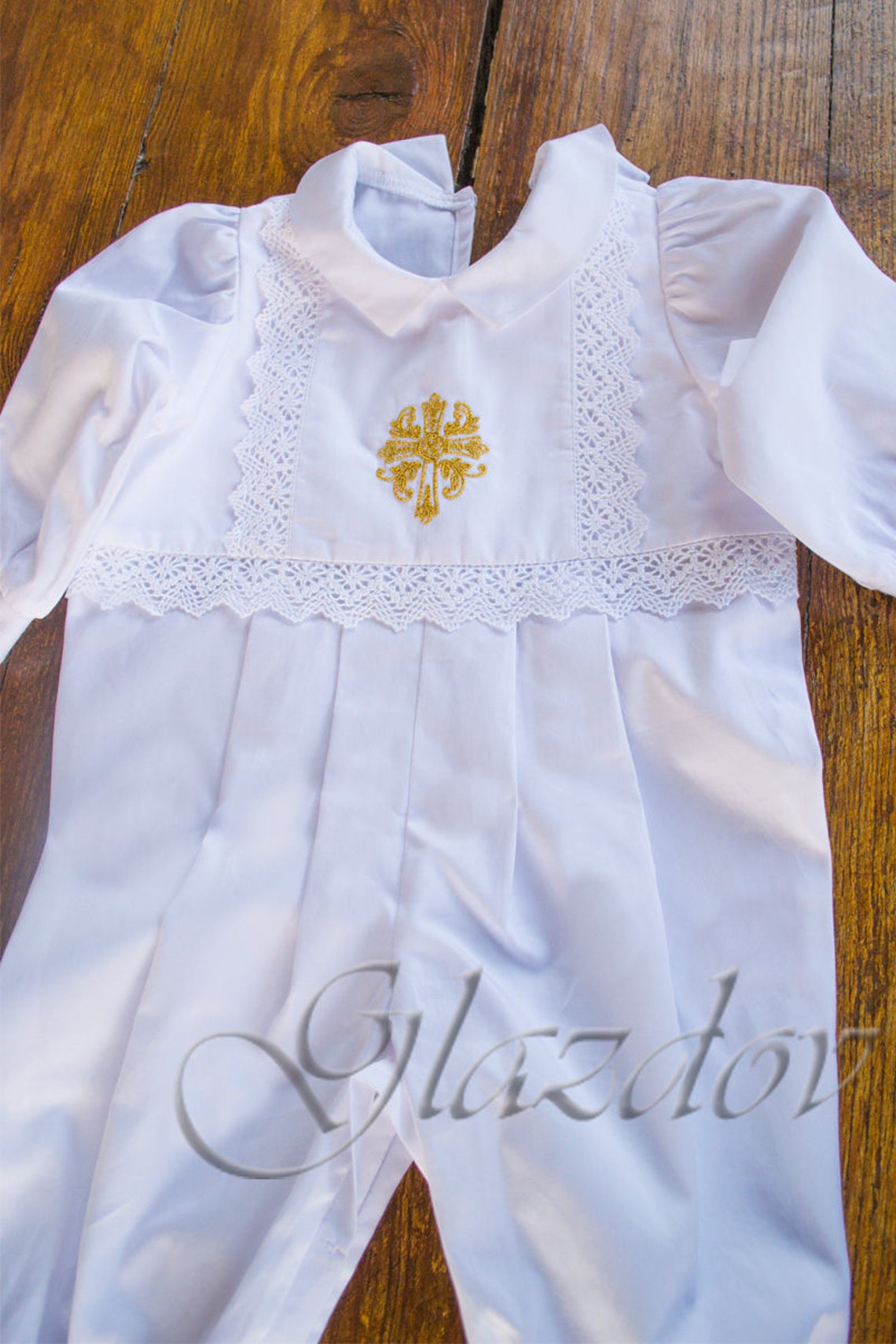 Boy christening romper gown white cotton christening baby boy Etsy