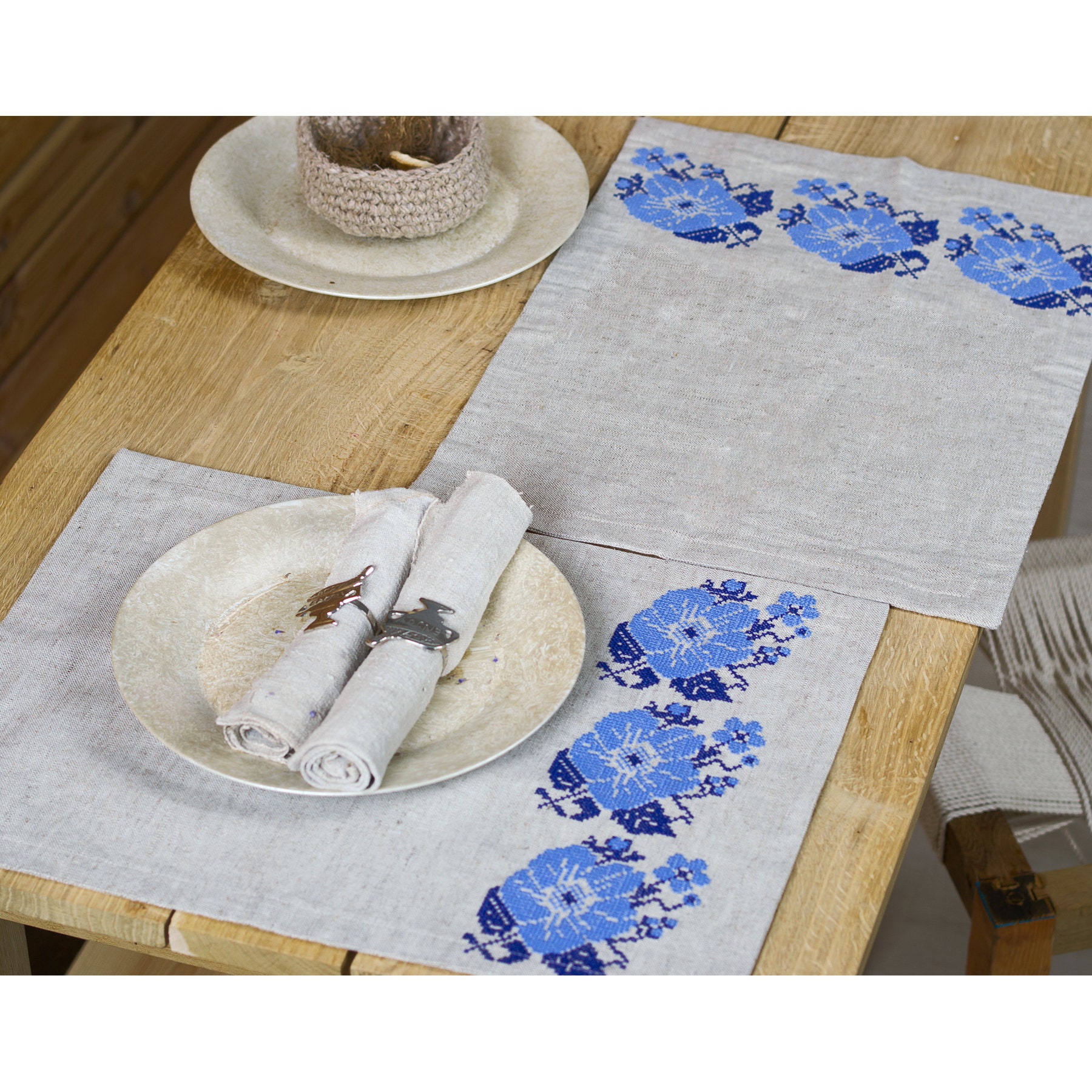 Embroidered placemat Linen placemats natural linen Etsy