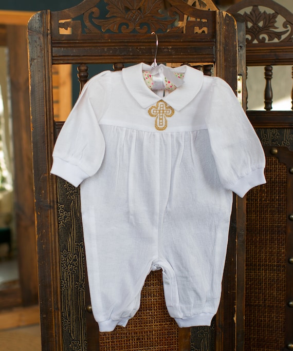 baby boy baptism romper