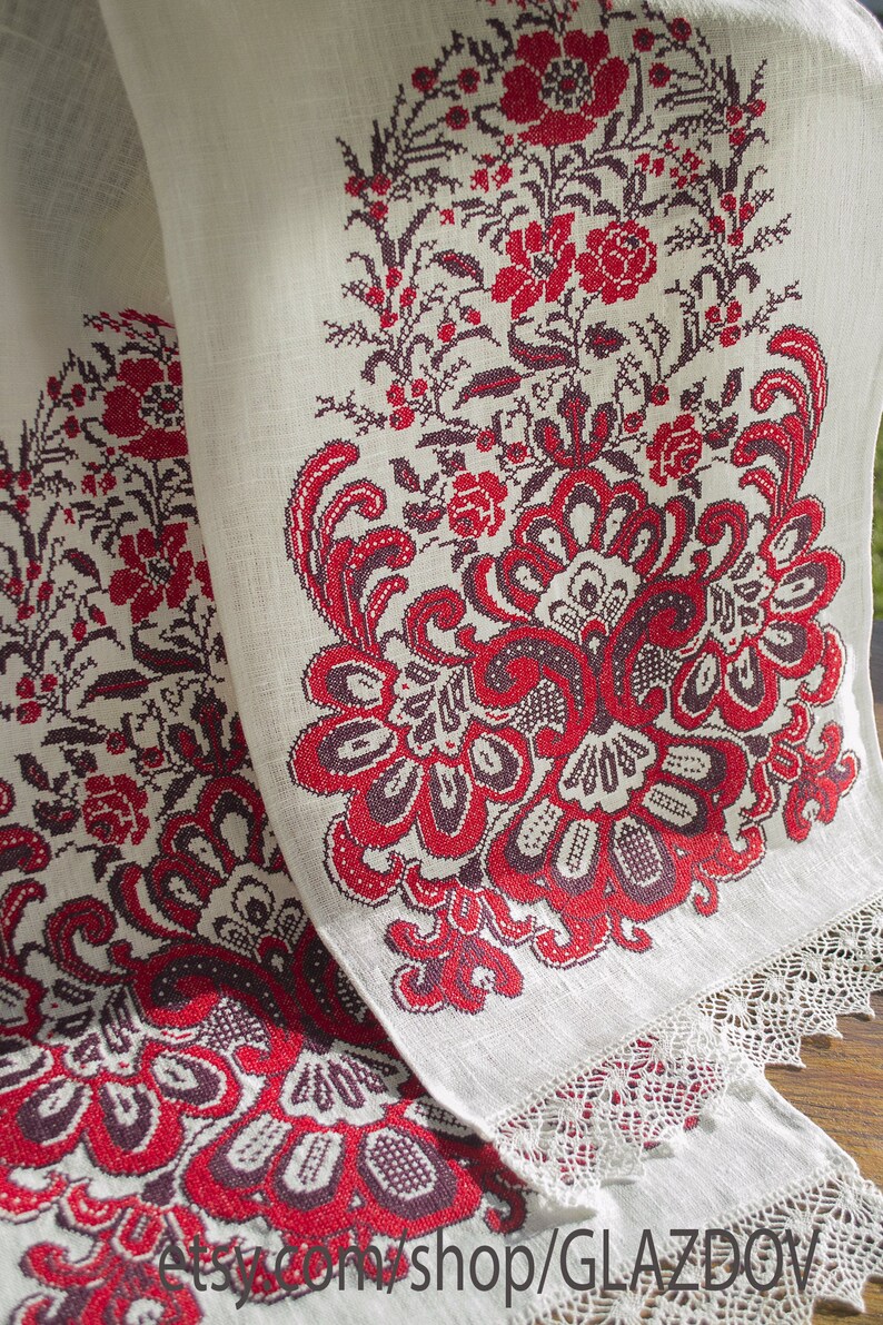 Ukrainian Linen Embroidered Rushnyk Ukrainian Traditional Etsy