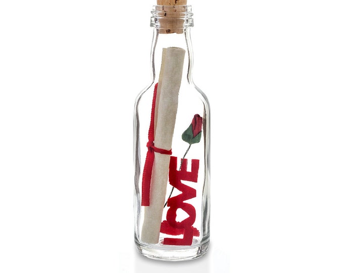 Personalised Valentines Day Gift for Him Her Message in a Bottle with Gift Box
