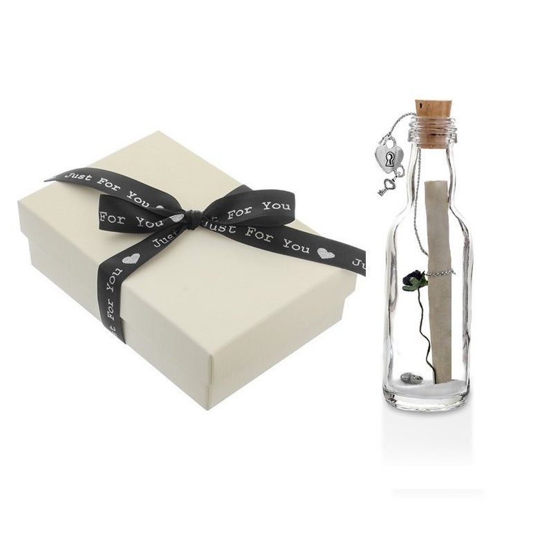 1st First Paper Wedding Anniversary Gift Personalised Message in a Bottle with Gift Box image 1