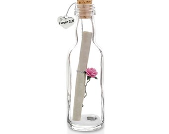 Flower Girl Gifts, Personalised Message in a Bottle with Box | Wedding Day Thank You Gift