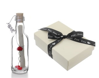 9th Pottery Wedding Anniversary Gift - Personalised Message in a Bottle with Gift Box