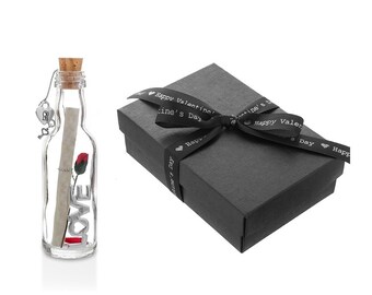 Valentines Day Gift for Him for Her | Personalised Message in a Bottle Gift with Box | Wife, Husband, Girlfriend, Boyfriend