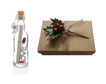 Christmas Gifts for Girlfriend, Boyfriend, Wife, Husband, Personalised Message in a Bottle Gift