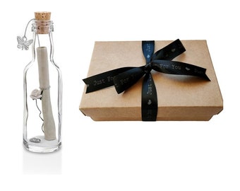 Unique Personalised Message in a Bottle Gift with Heart and Butterfly | Gift Boxed | FAST DISPATCH