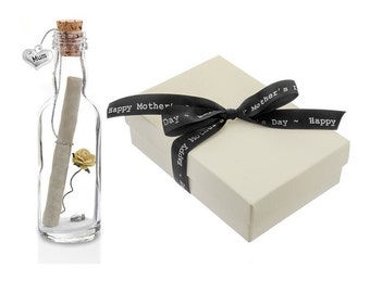 Mum Gift, Personalised Mother's Day Glass Message in a Bottle Keepsake Gift