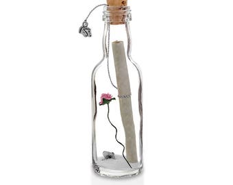 New Baby Girl Gift Personalised Message in a Bottle with Box