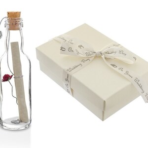 Wedding Day Gifts for a Bride, Groom Personalised Message in a Bottle with Gift Box image 1