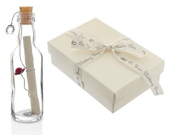 Wedding Day Gifts for a Bride, Groom | Personalised Message in a Bottle with Gift Box