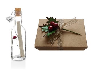 Christmas Gifts for Mum, Mom, Personalised Message in a Bottle with Box