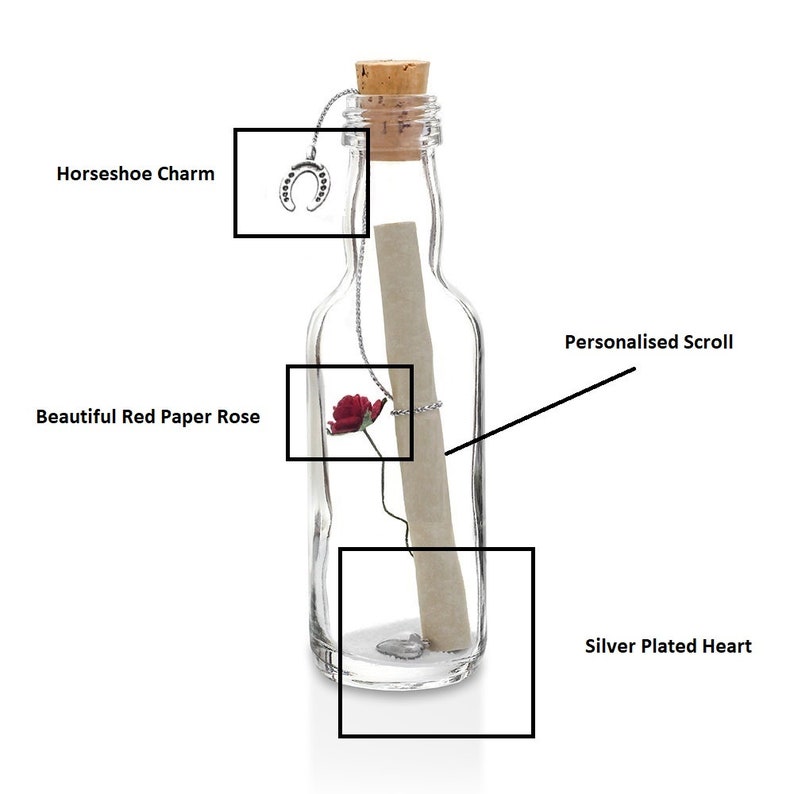 Wedding Day Gifts for a Bride, Groom Personalised Message in a Bottle with Gift Box image 3