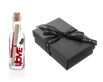 Personalised Valentines Day Gift | Message in a Bottle Gift with Gift Box | LOVE
