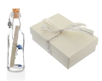 Personalised Christening Gifts for Boys Message in a Bottle with Gift Box